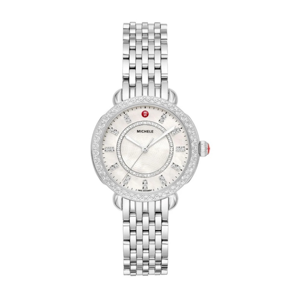 Michele Silver and White Women's Watch